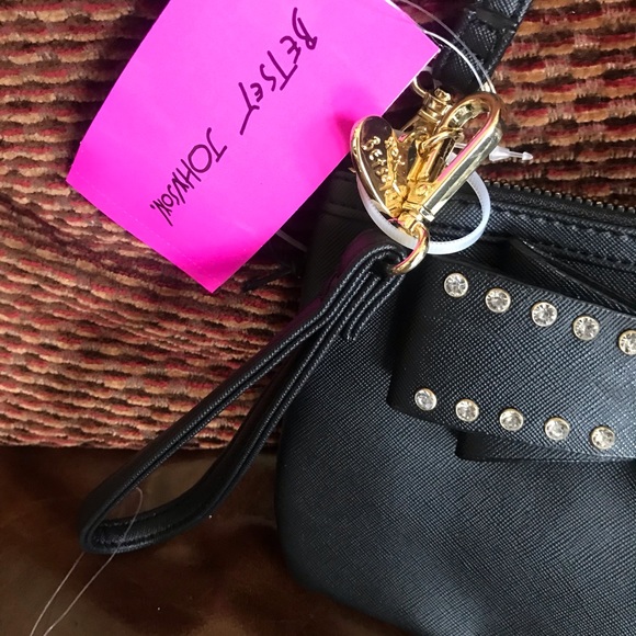 BETSEY JOHNSON Black Tie Stone Crossbody 2 piece S - Picture 4 of 6